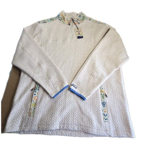 NWT Chubbies The Sandstorm Quilted Quarter Zip Sweater Mens XXL Beige Pullover - Picture 3 of 9